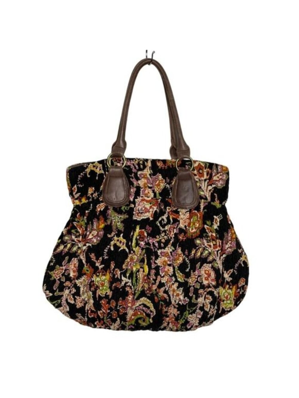 Floral Fabric Tote Bag with Leather Handles | Boho Chic Everyday Tote | Deux Lux